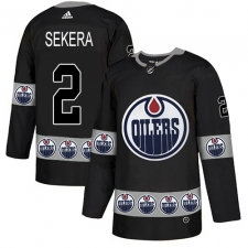Men's Adidas Edmonton Oilers #2 Andrej Sekera Authentic Black Team Logo Fashion NHL Jersey