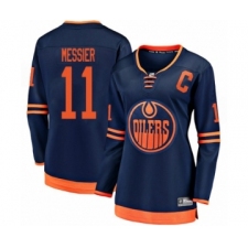 Women's Edmonton Oilers #11 Mark Messier Authentic Navy Blue Alternate Fanatics Branded Breakaway Hockey Jersey