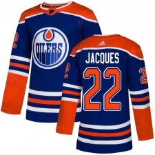 Men's Adidas Edmonton Oilers #22 Jean-Francois Jacques Premier Royal Blue Alternate NHL Jersey