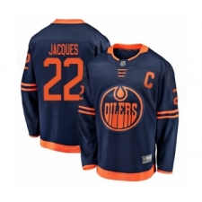 Men's Edmonton Oilers #22 Jean-Francois Jacques Authentic Navy Blue Alternate Fanatics Branded Breakaway Hockey Jersey