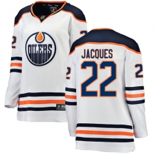 Women's Edmonton Oilers #22 Jean-Francois Jacques Authentic White Away Fanatics Branded Breakaway NHL Jersey