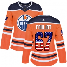 Women's Adidas Edmonton Oilers #67 Benoit Pouliot Authentic Orange USA Flag Fashion NHL Jersey