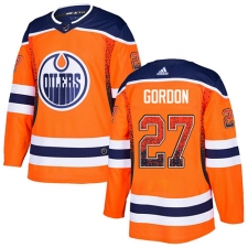 Men's Adidas Edmonton Oilers #27 Boyd Gordon Authentic Orange Drift Fashion NHL Jersey