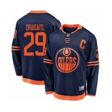 Youth Edmonton Oilers #29 Leon Draisaitl Authentic Navy Blue Alternate Fanatics Branded Breakaway Hockey Jersey