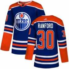 Men's Adidas Edmonton Oilers #30 Bill Ranford Premier Royal Blue Alternate NHL Jersey