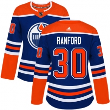 Women's Adidas Edmonton Oilers #30 Bill Ranford Authentic Royal Blue Alternate NHL Jersey