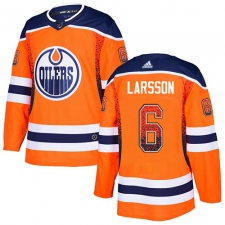 Men's Adidas Edmonton Oilers #6 Adam Larsson Authentic Orange Drift Fashion NHL Jersey