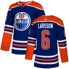 Men's Adidas Edmonton Oilers #6 Adam Larsson Premier Royal Blue Alternate NHL Jersey