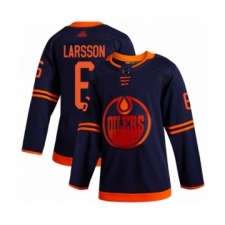 Men's Edmonton Oilers #6 Adam Larsson Authentic Navy Blue Alternate Hockey Jersey