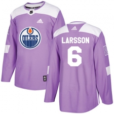 Youth Adidas Edmonton Oilers #6 Adam Larsson Authentic Purple Fights Cancer Practice NHL Jersey