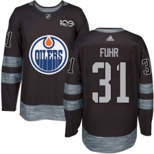 Men's Adidas Edmonton Oilers #31 Grant Fuhr Authentic Black 1917-2017 100th Anniversary NHL Jersey