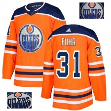 Men's Adidas Edmonton Oilers #31 Grant Fuhr Authentic Orange Fashion Gold NHL Jersey