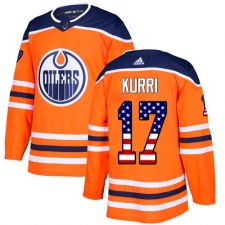 Youth Adidas Edmonton Oilers #17 Jari Kurri Authentic Orange USA Flag Fashion NHL Jersey