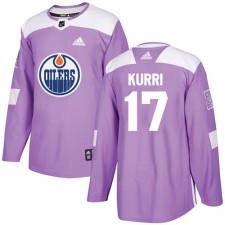Youth Adidas Edmonton Oilers #17 Jari Kurri Authentic Purple Fights Cancer Practice NHL Jersey