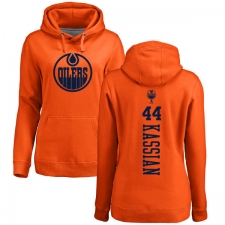 NHL Women's Adidas Edmonton Oilers #44 Zack Kassian Orange One Color Backer Pullover Hoodie