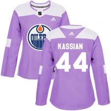 Women's Adidas Edmonton Oilers #44 Zack Kassian Authentic Purple Fights Cancer Practice NHL Jersey