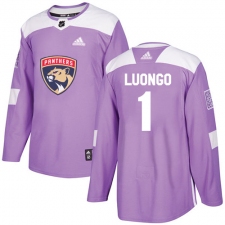 Youth Adidas Florida Panthers #1 Roberto Luongo Authentic Purple Fights Cancer Practice NHL Jersey
