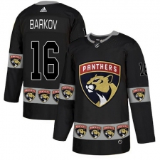 Men's Adidas Florida Panthers #16 Aleksander Barkov Authentic Black Team Logo Fashion NHL Jersey