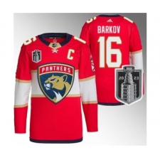 Men's Florida Panthers #16 Aleksander Barkov Red 2023 Stanley Cup Final Stitched Jersey