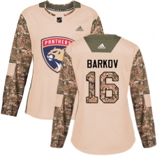 Women's Adidas Florida Panthers #16 Aleksander Barkov Authentic Camo Veterans Day Practice NHL Jersey