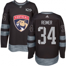 Men's Adidas Florida Panthers #34 James Reimer Authentic Black 1917-2017 100th Anniversary NHL Jersey