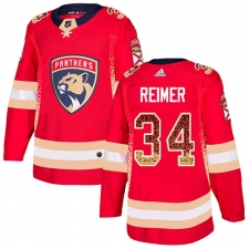 Men's Adidas Florida Panthers #34 James Reimer Authentic Red Drift Fashion NHL Jersey