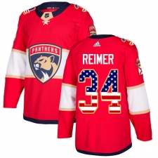 Men's Adidas Florida Panthers #34 James Reimer Authentic Red USA Flag Fashion NHL Jersey