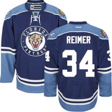 Men's Reebok Florida Panthers #34 James Reimer Premier Navy Blue Third NHL Jersey