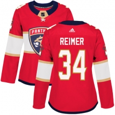 Women's Adidas Florida Panthers #34 James Reimer Premier Red Home NHL Jersey