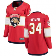 Women's Florida Panthers #34 James Reimer Fanatics Branded Red Home Breakaway NHL Jersey