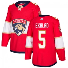 Men's Adidas Florida Panthers #5 Aaron Ekblad Authentic Red Home NHL Jersey