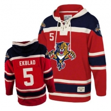 Men's Old Time Hockey Florida Panthers #5 Aaron Ekblad Authentic Red Sawyer Hooded Sweatshirt NHL Jersey