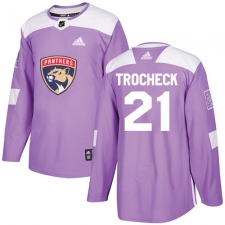 Men's Adidas Florida Panthers #21 Vincent Trocheck Authentic Purple Fights Cancer Practice NHL Jersey