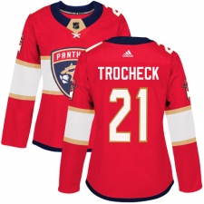 Women's Adidas Florida Panthers #21 Vincent Trocheck Authentic Red Home NHL Jersey