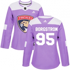 Women's Adidas Florida Panthers #95 Henrik Borgstrom Authentic Purple Fights Cancer Practice NHL Jersey
