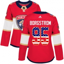 Women's Adidas Florida Panthers #95 Henrik Borgstrom Authentic Red USA Flag Fashion NHL Jersey