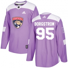 Youth Adidas Florida Panthers #95 Henrik Borgstrom Authentic Purple Fights Cancer Practice NHL Jersey