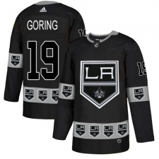 Men's Adidas Los Angeles Kings #19 Butch Goring Authentic Black Team Logo Fashion NHL Jersey