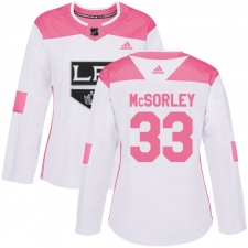 Women's Adidas Los Angeles Kings #33 Marty Mcsorley Authentic White/Pink Fashion NHL Jersey