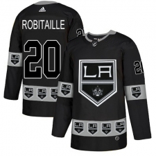 Men's Adidas Los Angeles Kings #20 Luc Robitaille Authentic Black Team Logo Fashion NHL Jersey