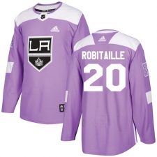 Men's Adidas Los Angeles Kings #20 Luc Robitaille Authentic Purple Fights Cancer Practice NHL Jersey