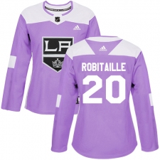 Women's Adidas Los Angeles Kings #20 Luc Robitaille Authentic Purple Fights Cancer Practice NHL Jersey