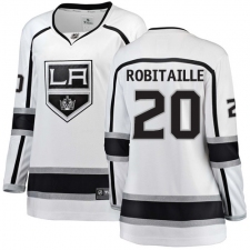 Women's Los Angeles Kings #20 Luc Robitaille Authentic White Away Fanatics Branded Breakaway NHL Jersey