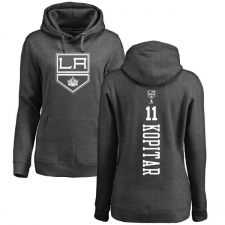 NHL Women's Adidas Los Angeles Kings #11 Anze Kopitar Charcoal One Color Backer Pullover Hoodie