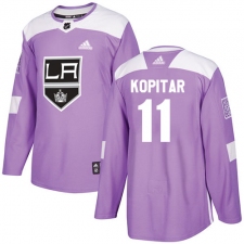 Youth Adidas Los Angeles Kings #11 Anze Kopitar Authentic Purple Fights Cancer Practice NHL Jersey