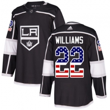 Youth Adidas Los Angeles Kings #22 Tiger Williams Authentic Black USA Flag Fashion NHL Jersey