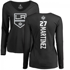 NHL Women's Adidas Los Angeles Kings #27 Alec Martinez Black Backer Long Sleeve T-Shirt