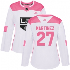 Women's Adidas Los Angeles Kings #27 Alec Martinez Authentic White/Pink Fashion NHL Jersey