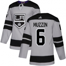 Men's Adidas Los Angeles Kings #6 Jake Muzzin Premier Gray Alternate NHL Jersey