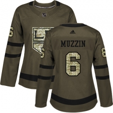 Women's Adidas Los Angeles Kings #6 Jake Muzzin Authentic Green Salute to Service NHL Jersey